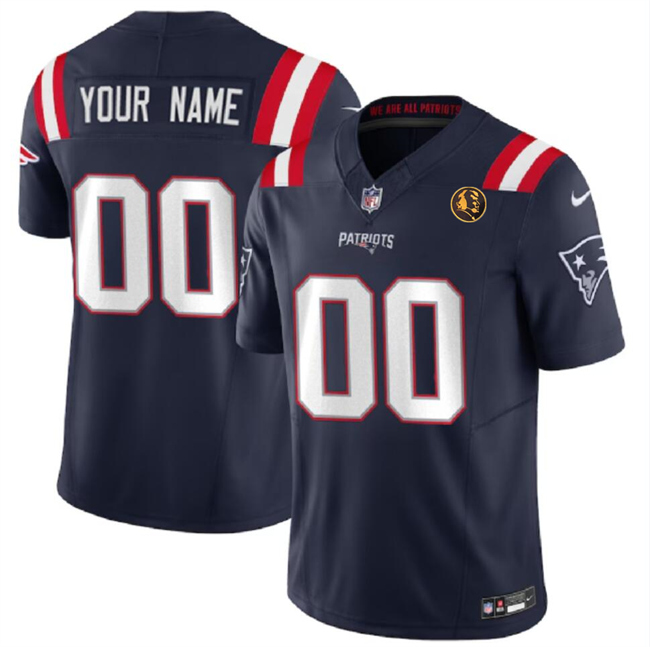 Men's New England Patriots Active Player Custom Navy 2023 F.U.S.E. With John Madden Patch Vapor Limited Football Stitched Jersey
